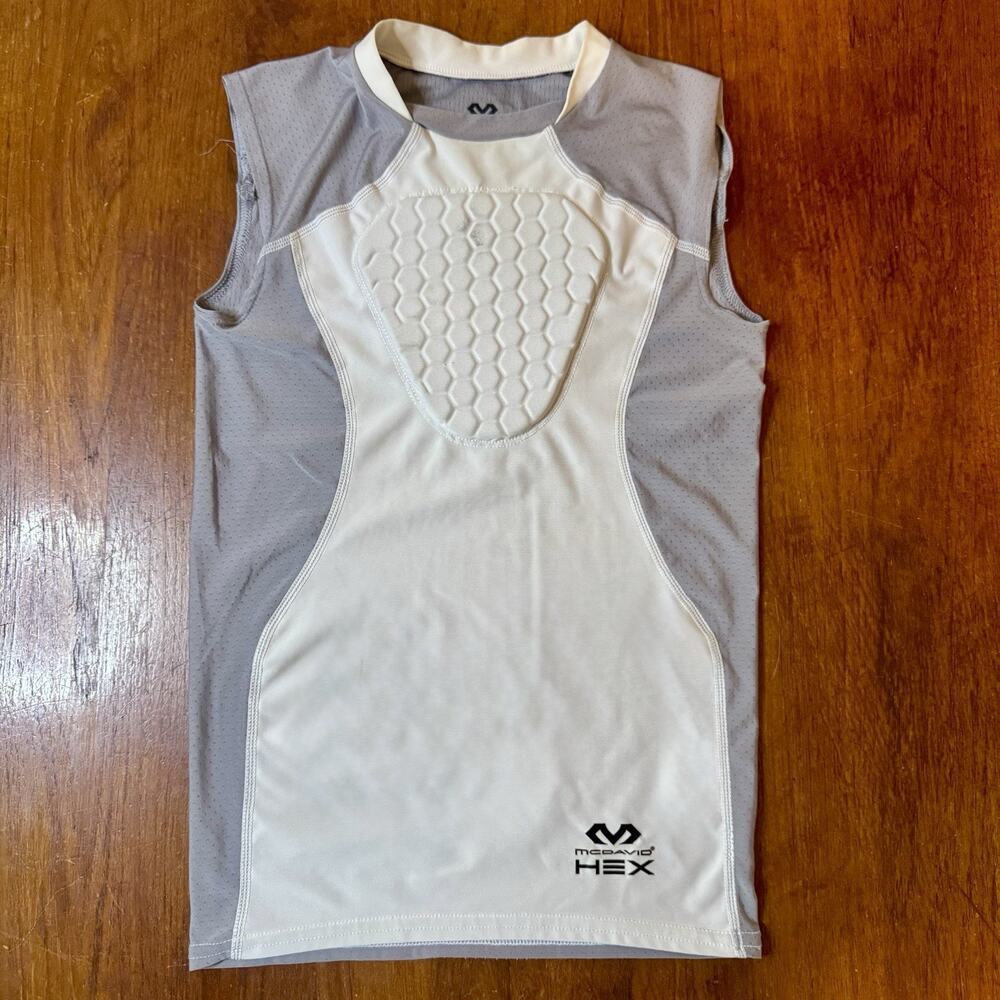 McDavid HEX Youth Small Padded Compression Shirt Sleeveless Gray White